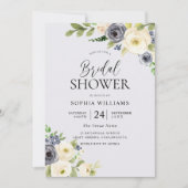 Invitation Fête des mariées d'aquarelle de la marine florale  (Devant)