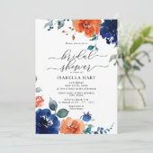 Invitation Fête des mariées d'aquarelle de la marine orange b (Debout devant)