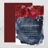 Fête des mariées d'aquarelle de la marine Red Rose