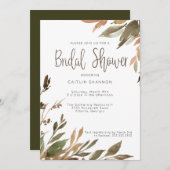 Invitation Fête des mariées d'aquarelle de la végétation de a (Devant / Derrière)