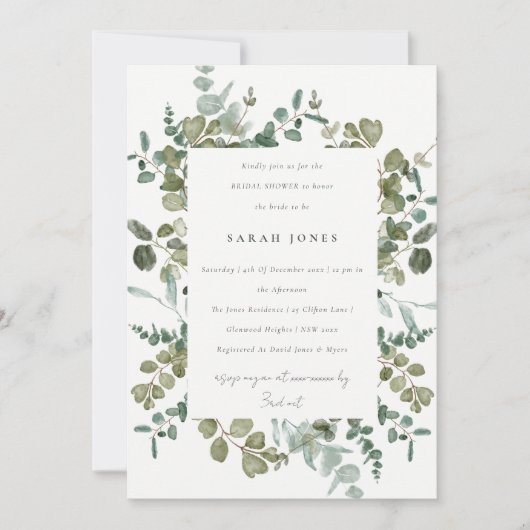Invitation Fête des mariées d'aquarelle de l'Eucalyptus botan (Devant)