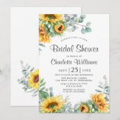 Invitation Fête des mariées d'aquarelle des tournesols Eucaly (Devant / Derrière)