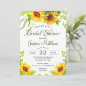 Invitation Fête des mariées d'aquarelle des tournesols rustiq (Debout devant)