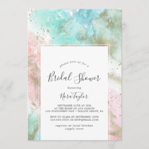 Invitation Fête des mariées d'aquarelle d'été Abstraite