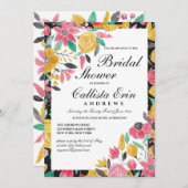 Invitation Fête des mariées d'aquarelle d'été rose or (Devant / Derrière)