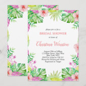 Invitation Fête des mariées d'aquarelle d'été tropicale (Devant / Derrière)