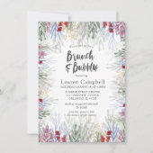 Invitation Fête des mariées d'aquarelle d'hiver Boho Foliage (Devant)