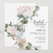 Invitation Fête des mariées d'aquarelle d'hiver des fleurs de (Devant / Derrière)