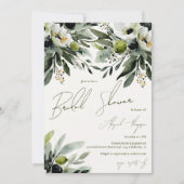 Invitation Fête des mariées d'aquarelle d'olive de verdure ru (Devant)