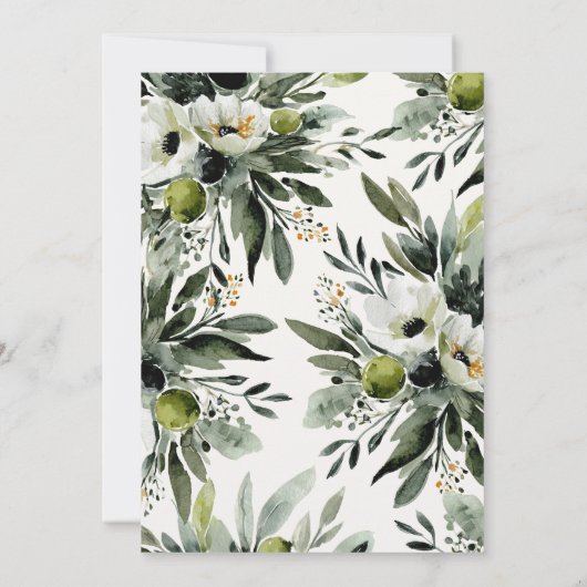 Invitation Fête des mariées d'aquarelle d'olive de verdure ru (Dos)