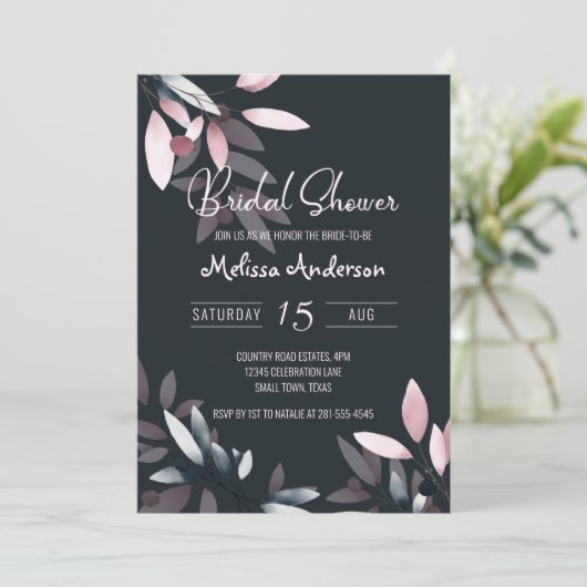 Invitation Fête des mariées d'aquarelle douce de la marine ro (Debout devant)