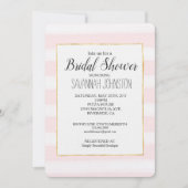 Invitation Fête des mariées d'aquarelle douce en bandes roses (Devant)