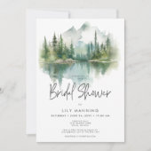 Invitation Fête des mariées d'aquarelle du lac Rustic Mountai (Devant)