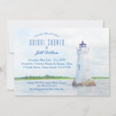 Invitation Fête des mariées d'aquarelle du phare de Cockspur (Devant)