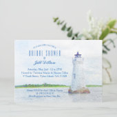 Invitation Fête des mariées d'aquarelle du phare de Cockspur (Debout devant)