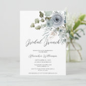 Invitation Fête des mariées d'aquarelle Dusty Blue Rose Brunc (Debout devant)