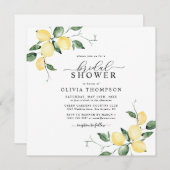 Invitation Fête des mariées d'aquarelle élégante aux citrons (Devant / Derrière)