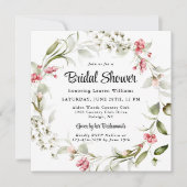 Invitation Fête des mariées d'aquarelle en fleurs délicates (Devant)