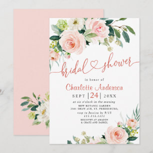 Invitation Fête des mariées d'aquarelle en rose pâle