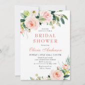 Invitation Fête des mariées d'aquarelle en rose pâle (Devant)