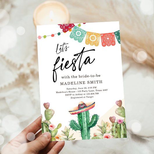 Invitation Fête des mariées d'aquarelle Fiesta Cactus