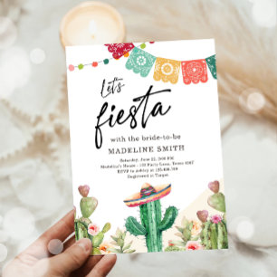 Invitation Fête des mariées d'aquarelle Fiesta Cactus