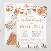 Invitation Fête des mariées d'aquarelle Fleur de Coton (Devant / Derrière)