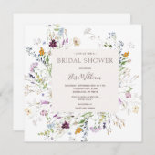 Invitation Fête des mariées d'aquarelle fleur sauvage (Devant / Derrière)