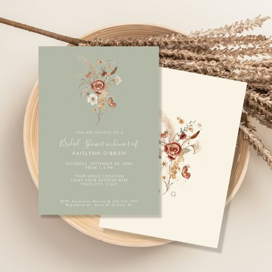 Invitation Fête des mariées d'aquarelle fleur sauvage