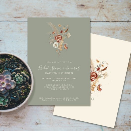 Invitation Fête des mariées d'aquarelle Fleur sauvage floral