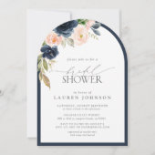 Invitation Fête des mariées d'aquarelle florale bleu et bleu  (Devant)