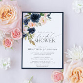 Invitation Fête des mariées d'aquarelle florale bleu et bleu