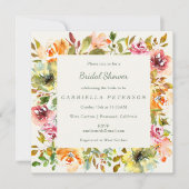 Invitation Fête des mariées d'aquarelle florale bordeaux rust (Devant)