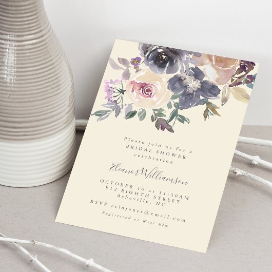 Invitation Fête des mariées d'aquarelle florale chic moderne