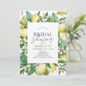 Invitation Fête des mariées d'aquarelle florale Citrus Lemon (Debout devant)