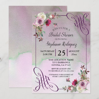 Invitation Fête des mariées d'aquarelle florale de lavande