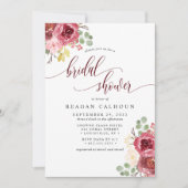 Invitation Fête des mariées d'aquarelle florale de Merlot rou (Devant)