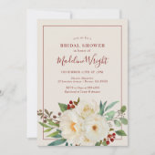 Invitation Fête des mariées d'aquarelle florale de Noël (Devant)