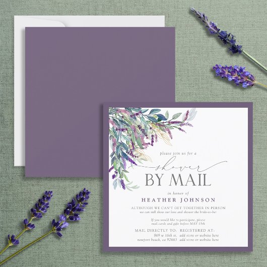 Invitation Fête des mariées d'aquarelle florale Lavender