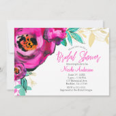 Invitation Fête des mariées d'aquarelle florale moderne rose (Devant)