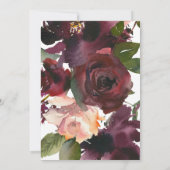 Invitation Fête des mariées d'aquarelle florale or et bordeau (Dos)