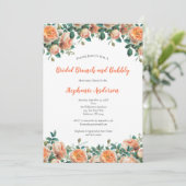 Invitation Fête des mariées d'aquarelle florale Pêche Brunch (Debout devant)