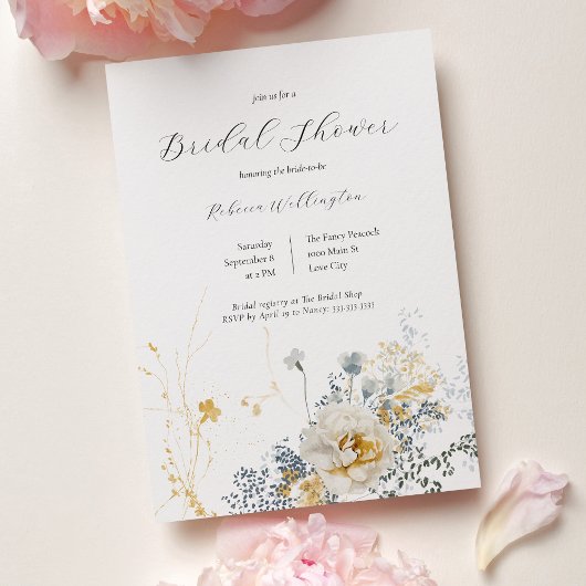 Invitation Fête des mariées d'aquarelle florale romantique