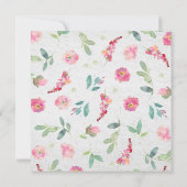 Invitation Fête des mariées d'aquarelle florale rose chaud (Dos)