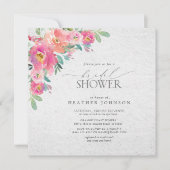 Invitation Fête des mariées d'aquarelle florale rose chaud (Devant)