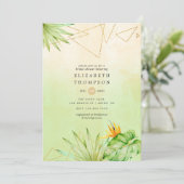 Invitation Fête des mariées d'aquarelle géométrique tropicale (Debout devant)