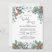 Invitation Fête des mariées d'aquarelle Holly Berries d'hiver (Devant)