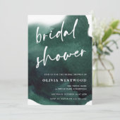 Invitation Fête des mariées d'aquarelle moderne Emerald Green (Debout devant)