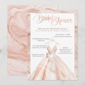 Invitation Fête des mariées d'aquarelle or Rose personnalisé (Devant / Derrière)