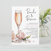Invitation Fête des mariées d'aquarelle Pearl & Prosecco (Debout devant)